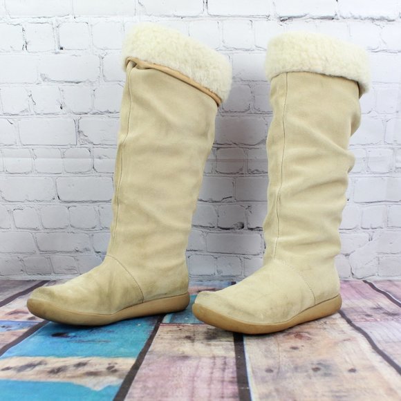 Women's Adelaide Tan Suede Faux Fur Pull On Tall Winter Boots Size 5.5 M - Picture 2 of 12